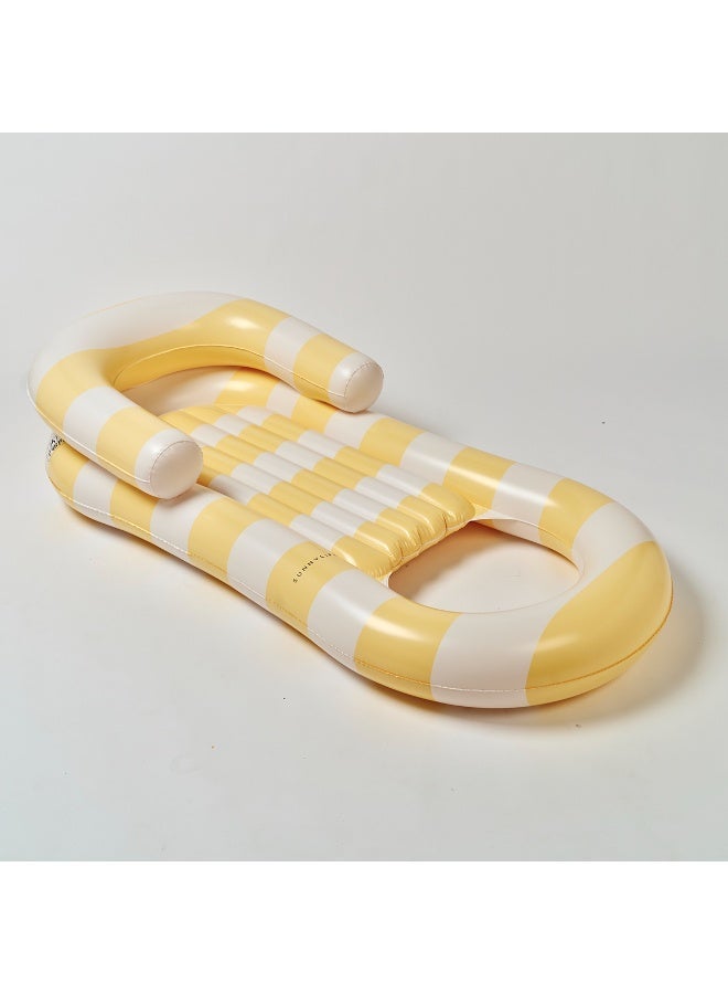 Sunnylife Laze & Lounge La Mer Limon Stripe – Kids and Family Inflatable Pool Float, Comfortable Lounger for Relaxing, Floating, and Summer Pool Fun - Image 1